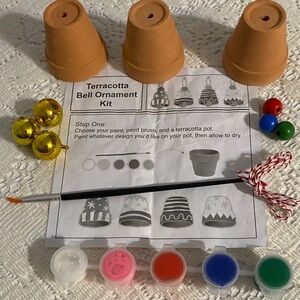 Terracotta Bell Ornament Kit with Paints and Brush